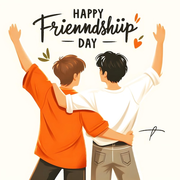 a poster for friendship day with two men hugging