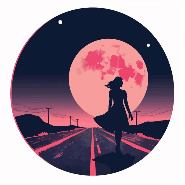 Vector a poster for a girl with a moon and a pink moon