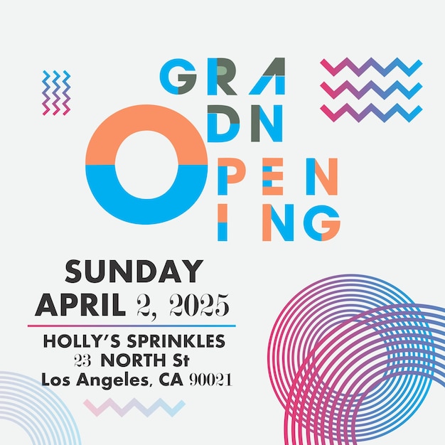 A poster for a grand opening that says " grand opening ".