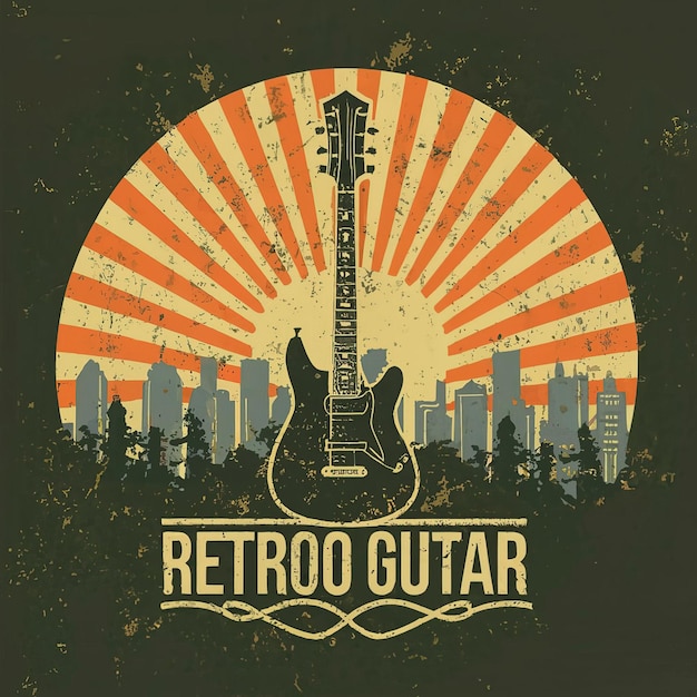 a poster for a guitar that says  retro guitar