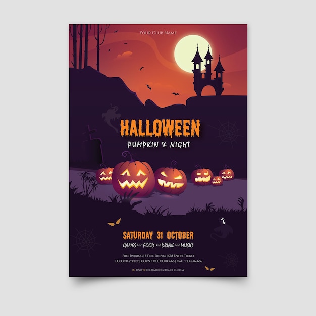 Vector a poster for halloween night with pumpkins on it.