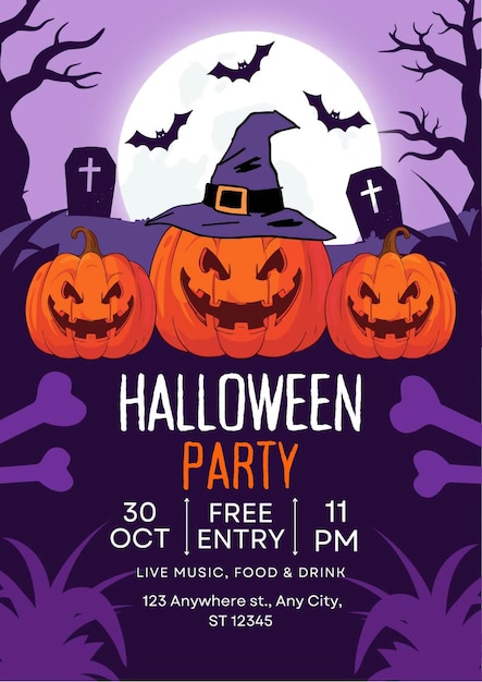 a poster for halloween party with pumpkins on the cover