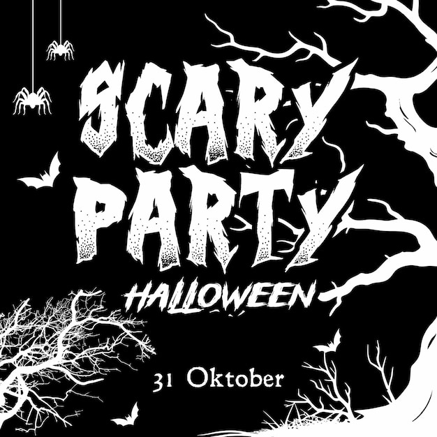 Vector a poster for halloween party with a spider web on the top