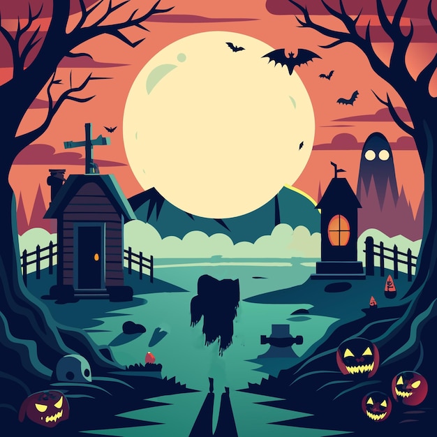 Vector a poster for halloween with a full moon in the background