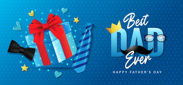 a poster for a happy birthday with a blue background and a red ribbon