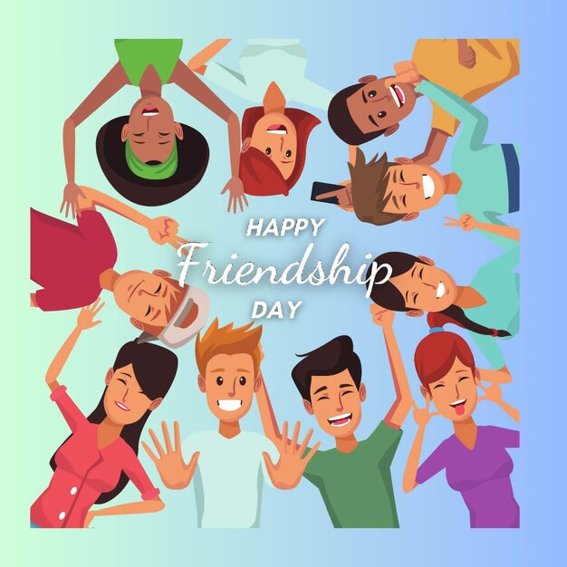 Vector a poster for happy friendship with a hand holding a friend with a pink manicure