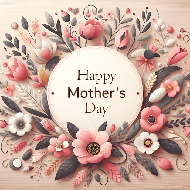 a poster for happy mothers day with a pink and white background