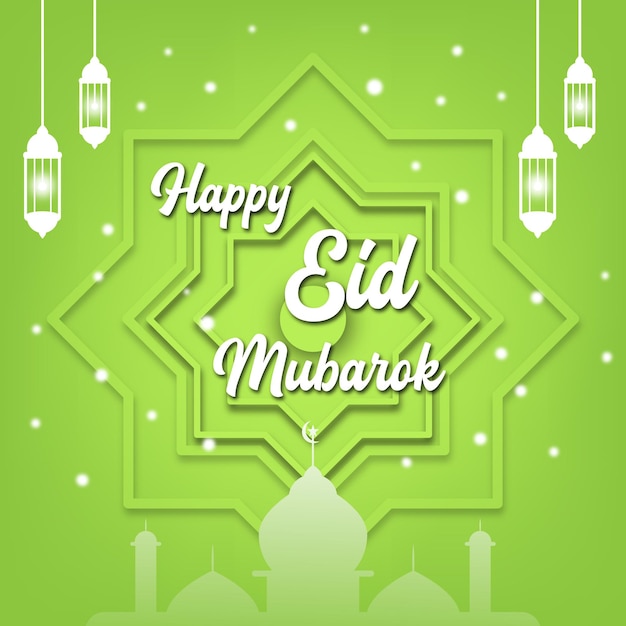 poster happy mubarok eid green