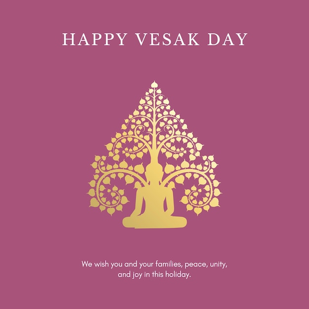 Poster for happy vesak day with a buddha vector social media post design template