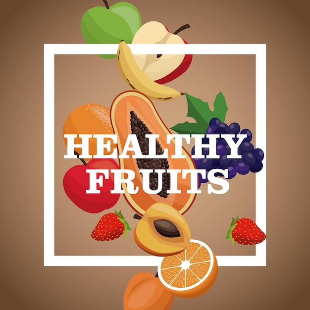 Vector poster healthy fruits tasty meal 