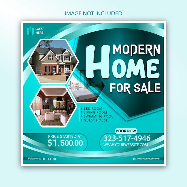 A poster for a home for sale with a picture of a house and a picture of a house.