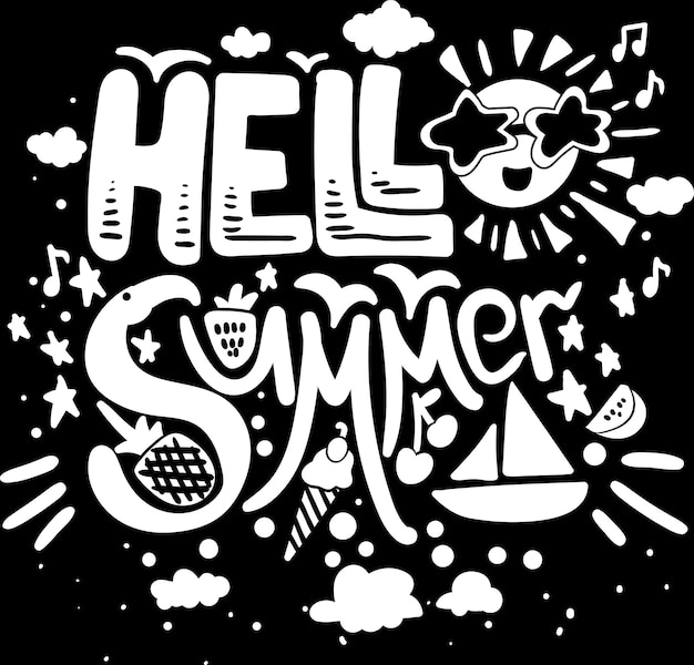 Poster Hot Hell Summer Original Hand Drawn Quote