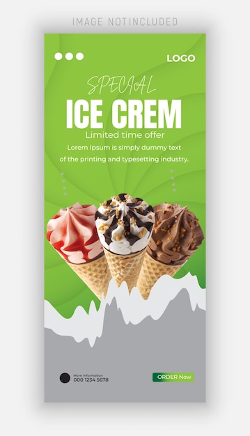 a poster of ice cream with green background