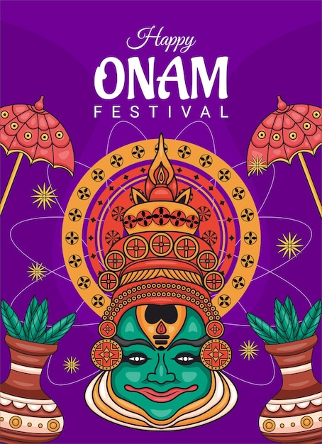 poster illustration design for onam festival