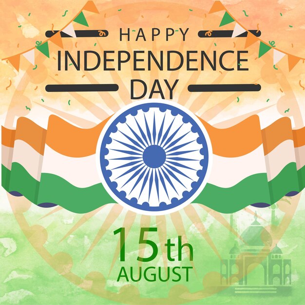 Vector a poster for independence day with a colorful background with flag and text happy independence day