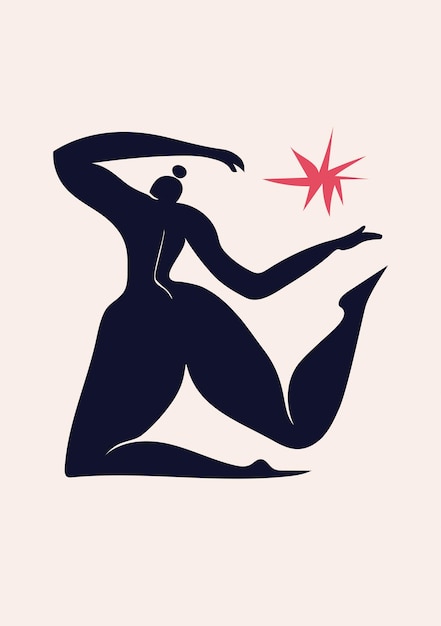 Poster inspired by Matisse Cutout silhouette of a dancing woman Collage in the style of Matisse