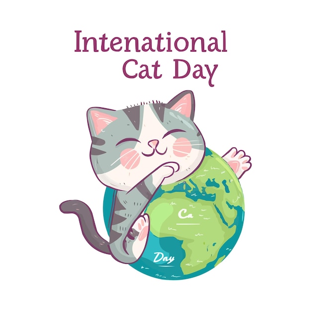 a poster for the international friendship day with a cat and the world in the corner