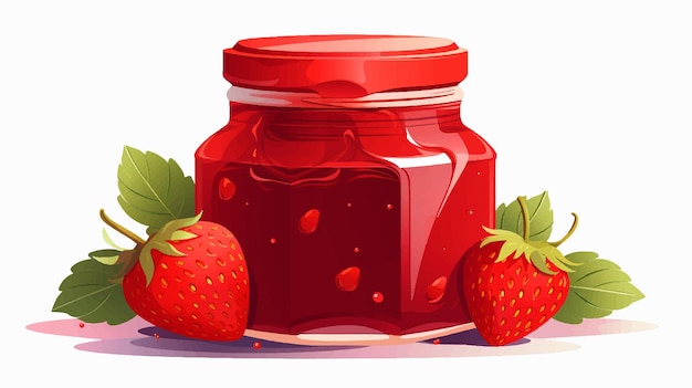 Vector a poster of a jar of strawberry jam with strawberries on it