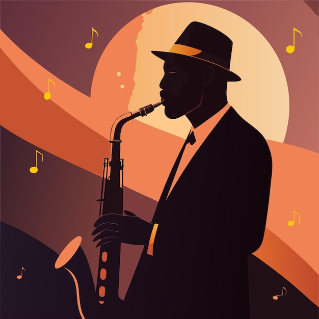 Vector a poster for a jazz band with a man playing a saxophone