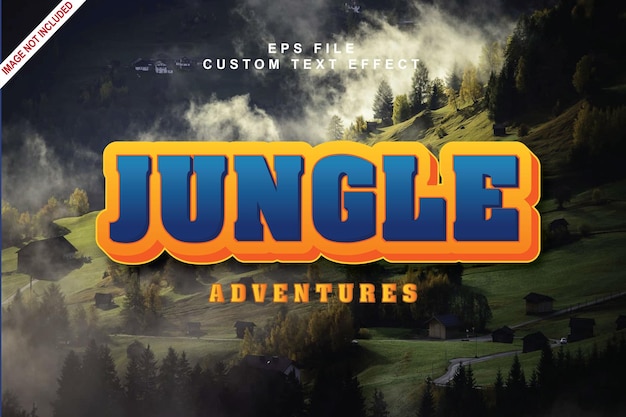 A poster for jungle adventures with a forest in the background.