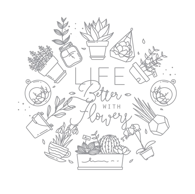 Poster lettering life better wirth flowers