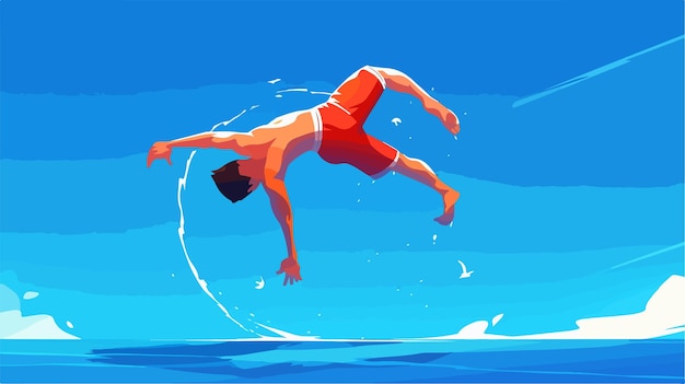 Vector a poster of a man doing a handstand on a wave