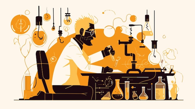 a poster of a man in a lab coat with a man in a lab coat