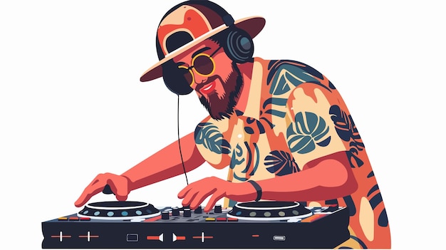 Vector a poster of a man playing music on a dj