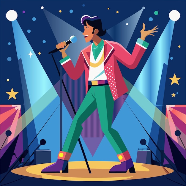 Vector a poster of a man singing on a stage with a microphone