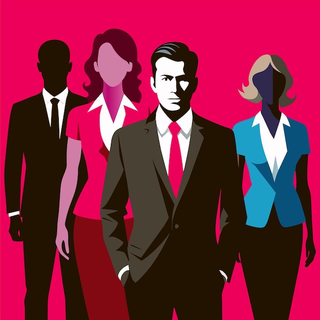 a poster of a man in a suit and a woman in a suit