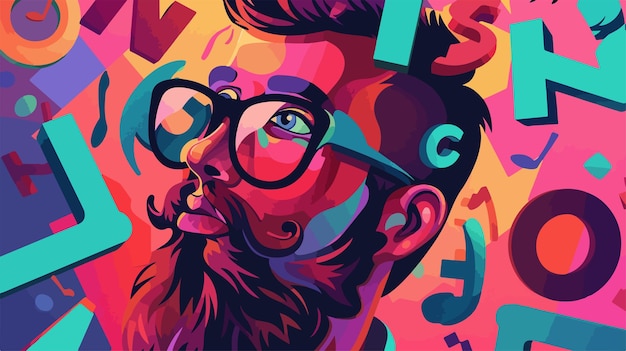 Vector a poster of a man with glasses and a beard