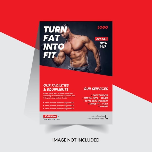 Vector poster for a man with gym fitness flyer poster template