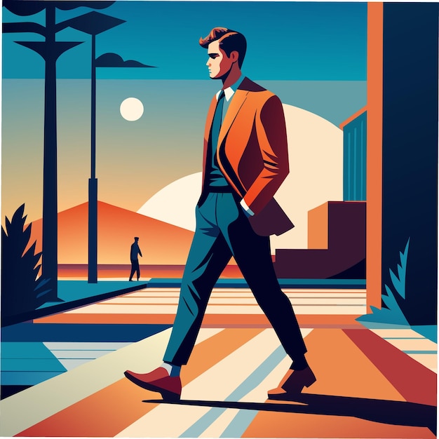 a poster for a man with a jacket and a tie