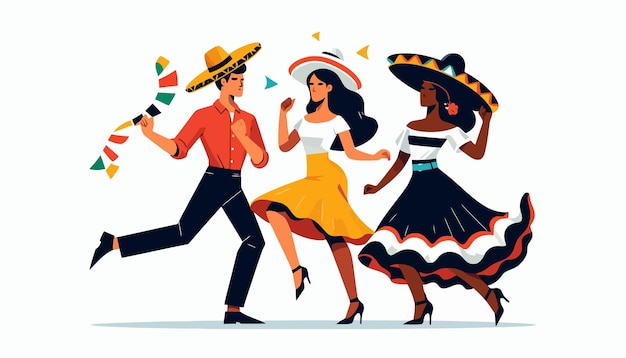 a poster of a man and woman dancing with hats and sombrero