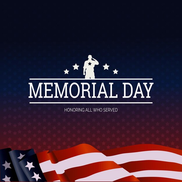 Vector a poster for memorial day that is red white and blue