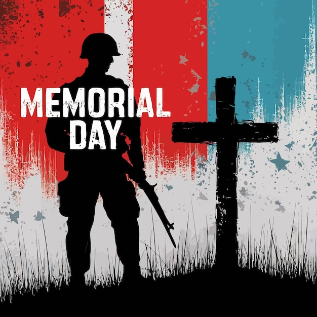 a poster for memorial day with a cross and a cross in the background