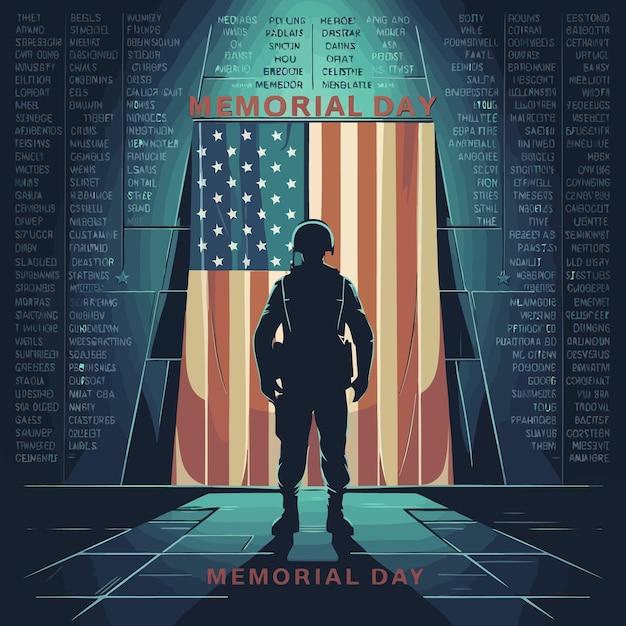 a poster for memorial day with a flag and text that says memorial day vector flyer poster