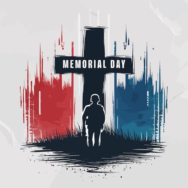 a poster for memorial day with a man walking in front of it