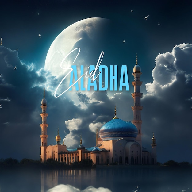 A poster for a mosque with the words eid all Adha on it