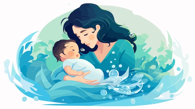 a poster for a mother and baby in the water