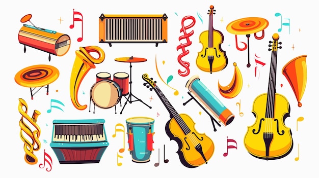 Vector a poster of a musical theme with a musical instrument and a musical instrument