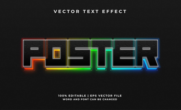 Poster neon glowing text effect template