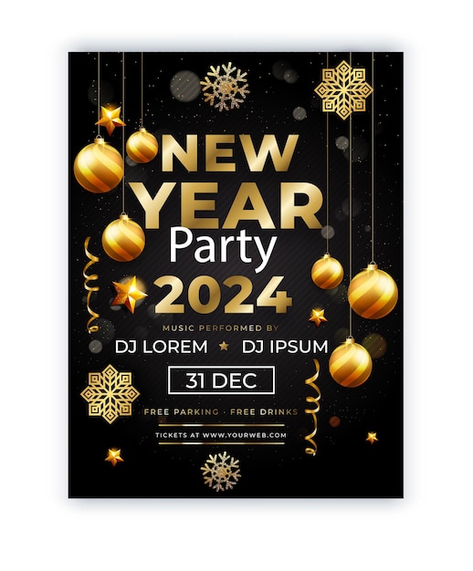 Vector a poster for new year party with a gold star on it