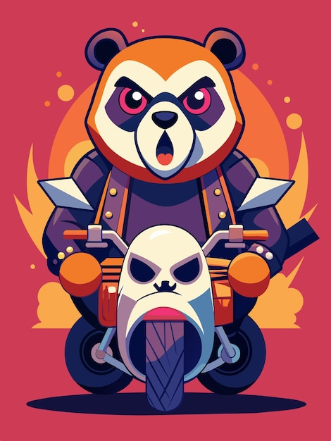 Vector a poster for a panda bear with a motorcycle on the back