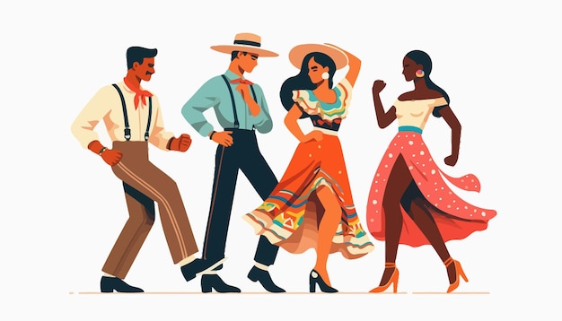 a poster of people dancing in a cartoon style