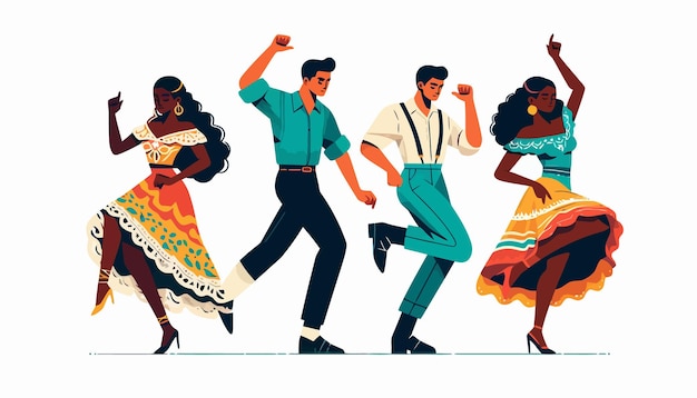 Vector a poster of people dancing in different colors