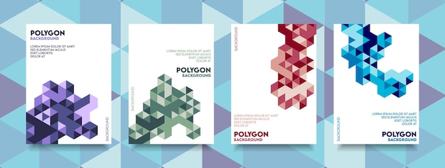 Poster polygon style shape and color gradient covers design modern