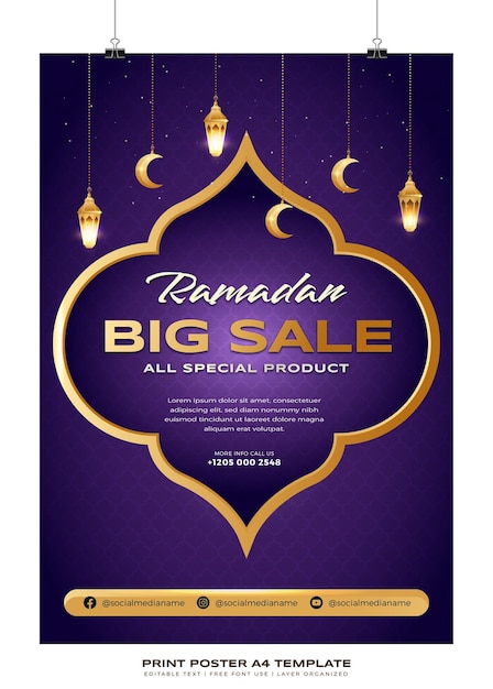 poster print A4 template for promotion ramadan season Premium Vector