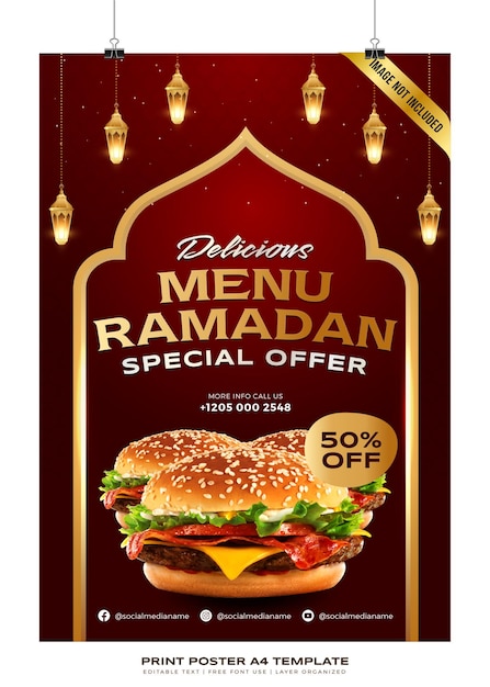 poster print A4 template for promotion ramadan season Premium Vector