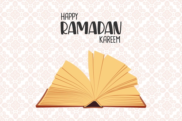 Poster of Ramadan Kareem with the book Quran Islamic greeting card holiday cover banner template